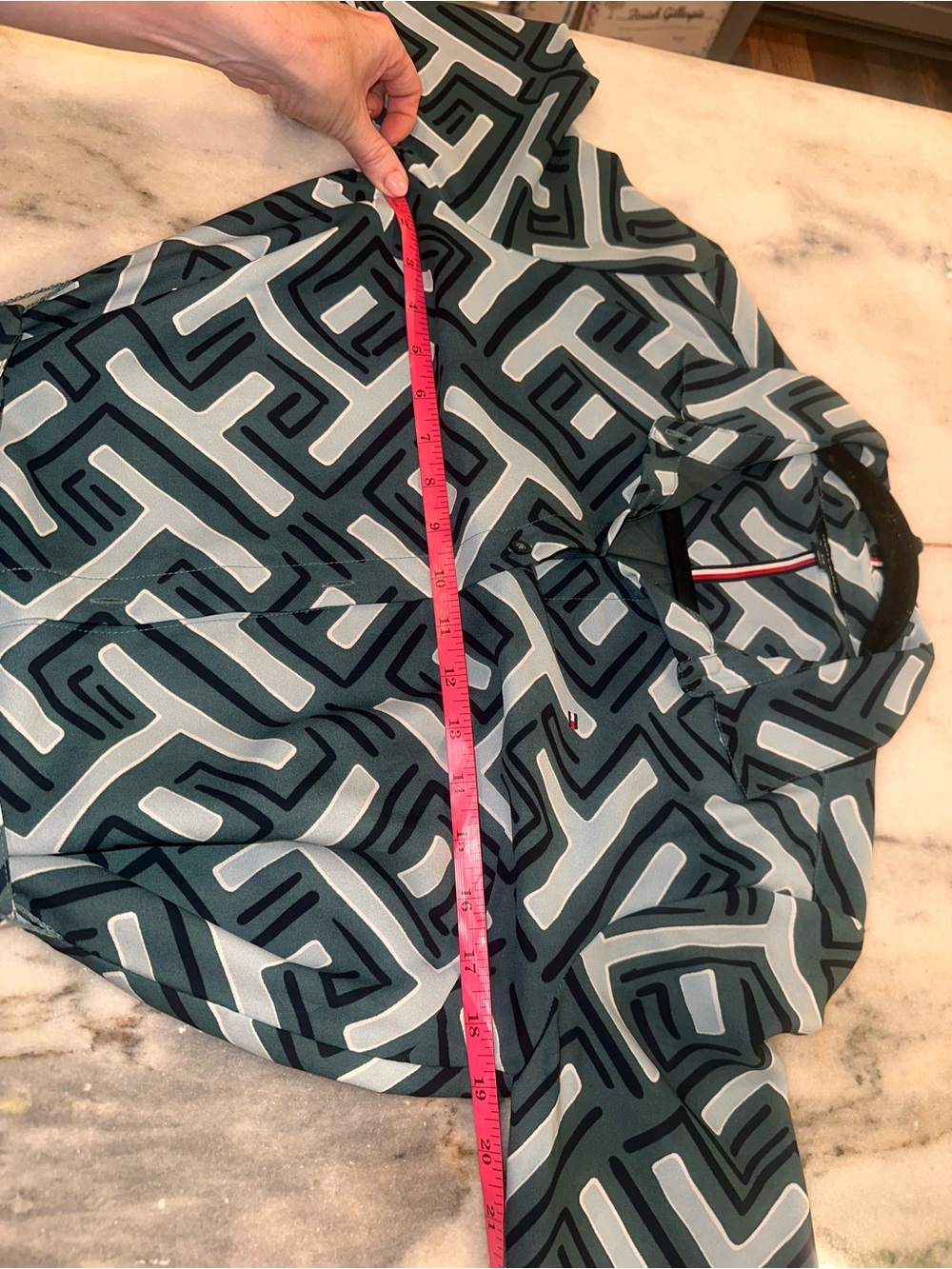 Tommy Hilfiger Size Small Women’s Geometric Print Shirt Dress in Dark Green - Picture 9 of 9